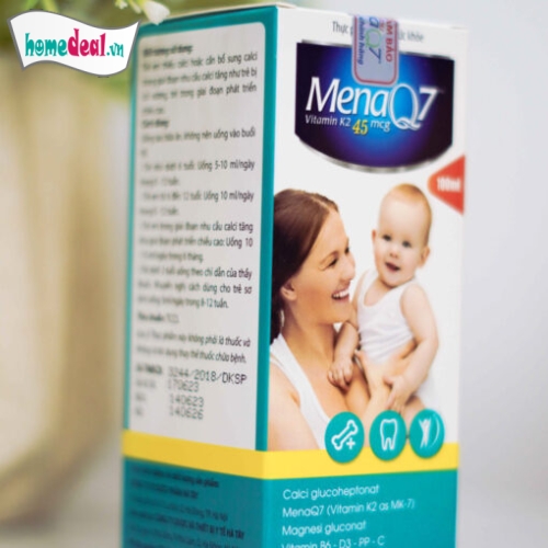 Thực phẩm bảo vệ sức khỏe: MENAQ7 K2 45mcg - Bổ sung Cacli trẻ em bị còi xương.